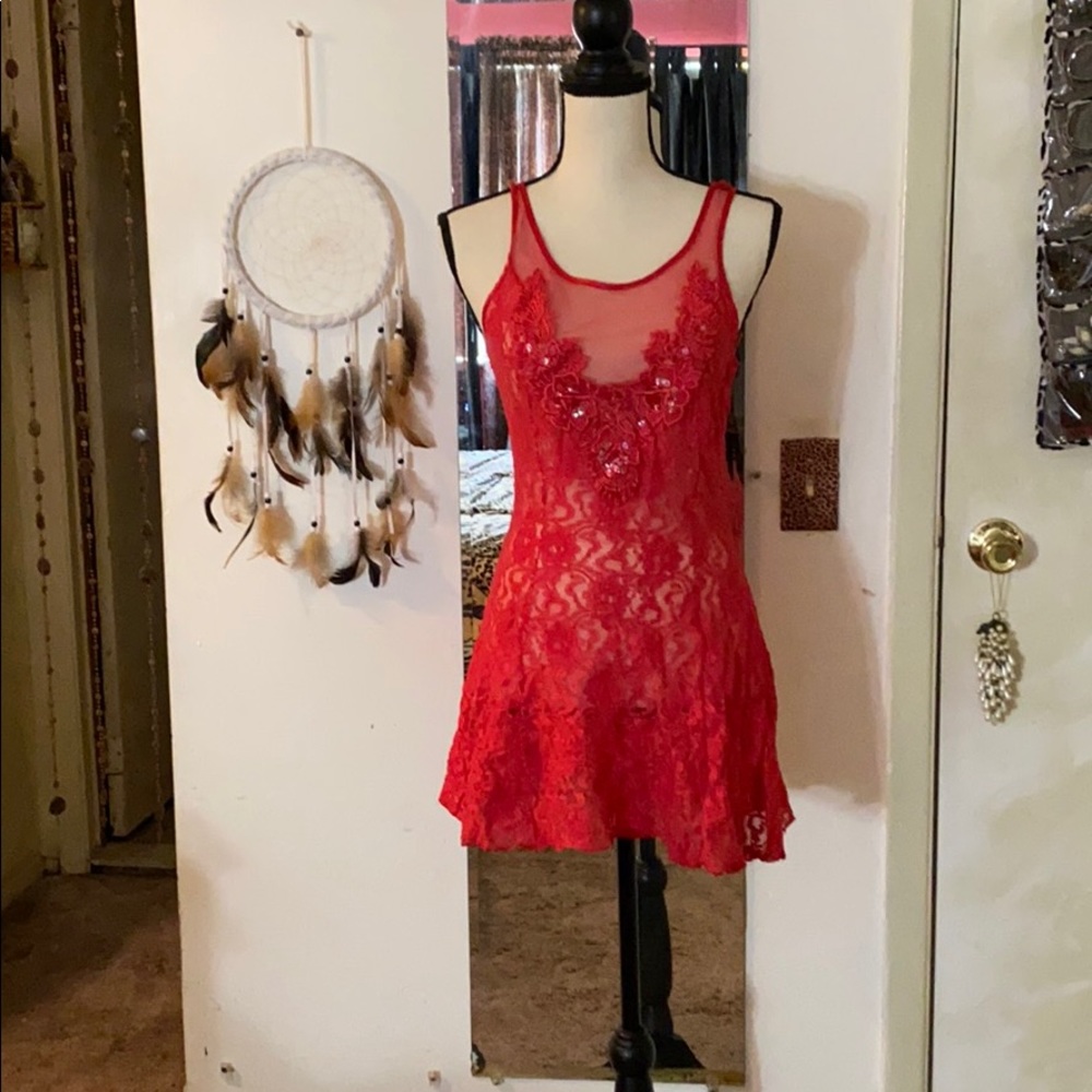 💐💐Red lace sequin lingerie